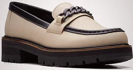 Brandneu in Box Clarks Orianna Edge Damen-Loafer elfenbeinfarben Kombination Leder Schuhe