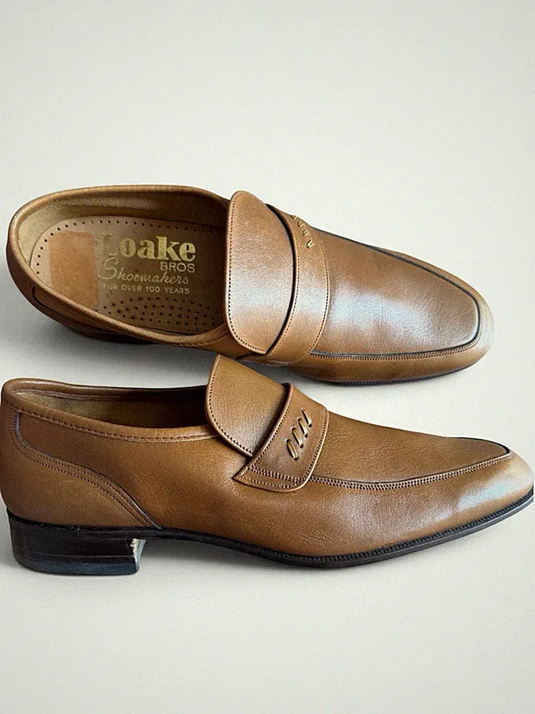 Brandneu Loake Bros Halbschuhe - Modell 743T - hellbraune Leder Slipper Made England 7