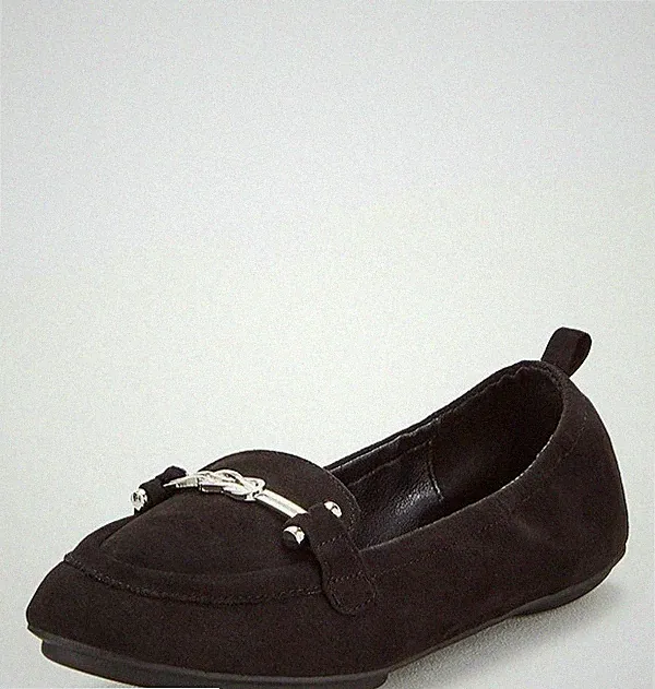 BRANDNEU V by Very Loafer mit Metallbesatz – schwarz – UK-Größe 3 kostenloser Versand Q6JX9