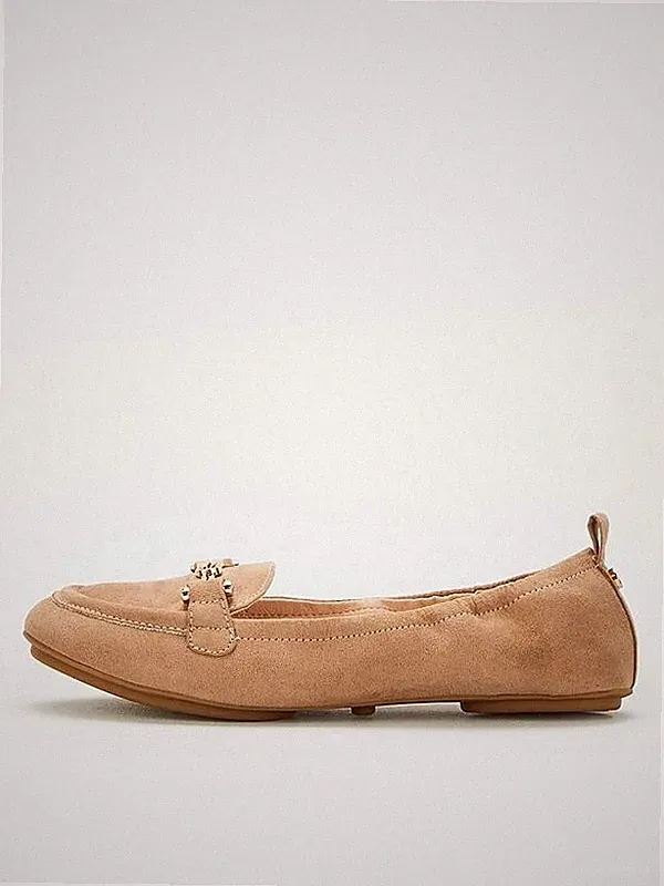 BRANDNEU V by Very Loafer mit Metallbesatz – taupe – UK-Größe 4 kostenloser Versand Q6JX7