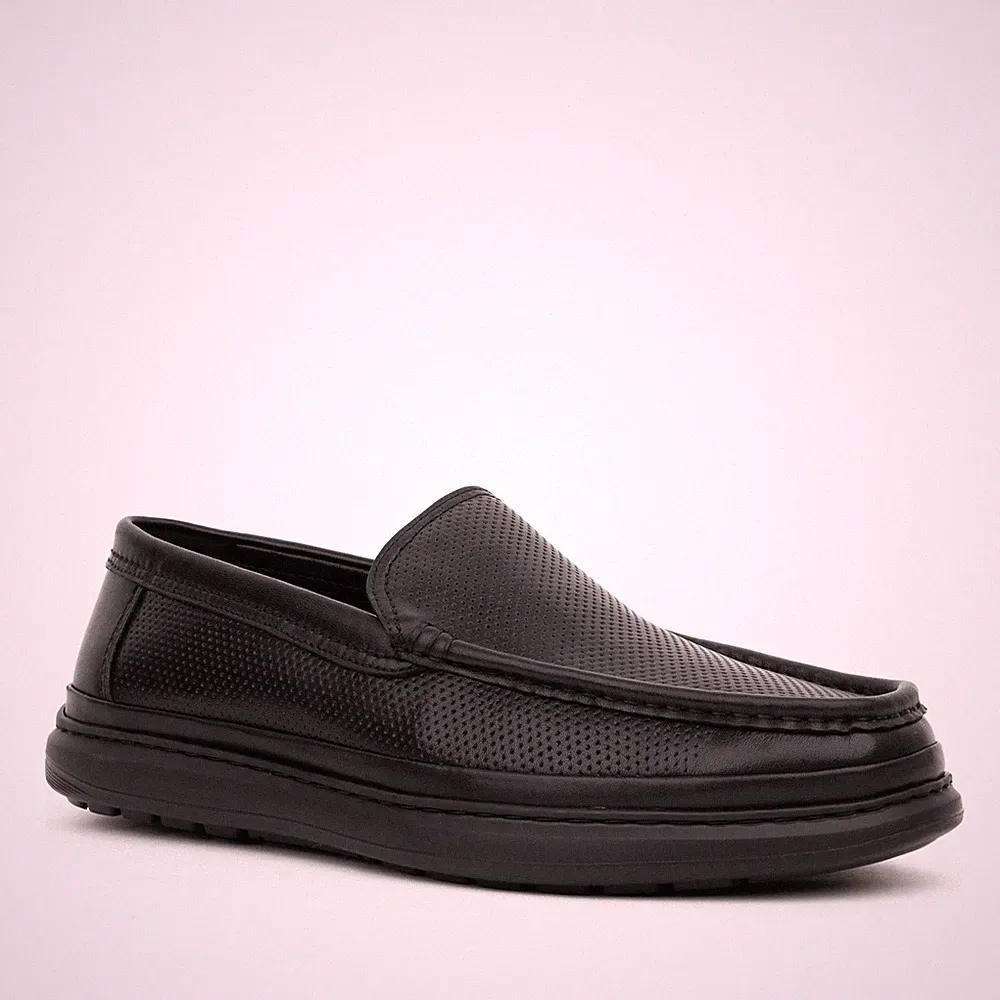 Brandson Herren Schwarze Leder Loafer Freizeit BRD6022-C910-2