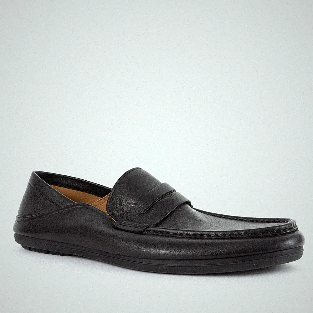 Brandson Herren Schwarze Leder Loafer Freizeit BRD6022S236-1BLK