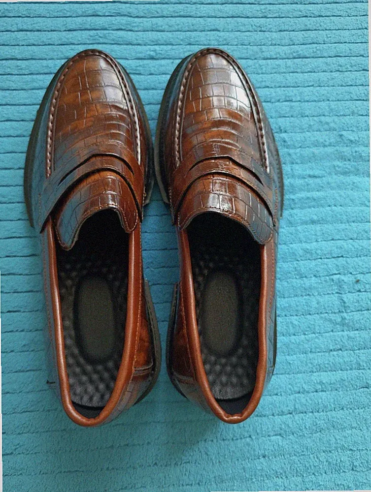 Braune Loafer mit Krokodilmuster Gr.42 Herren Halbschuhe