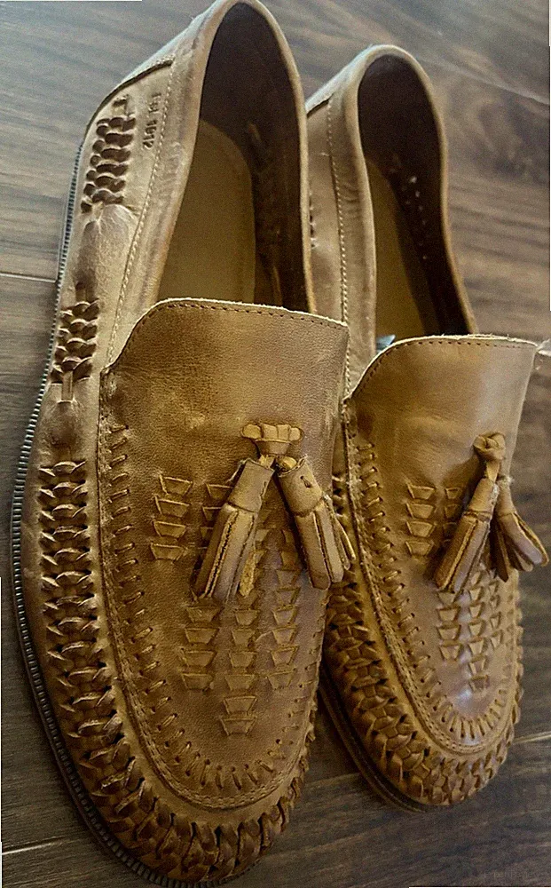 Brook Taverner Buche Cognac Leder Quaste Loafer UK Größe 8 Neu ohne Karton