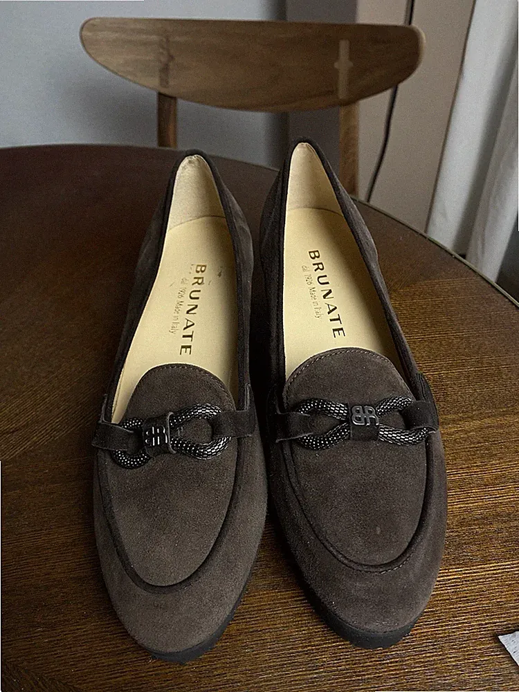Brunate Damen Loafer Slipper Wildleder dunkelbraun Gr.38 NEUPREIS über 250 Euro