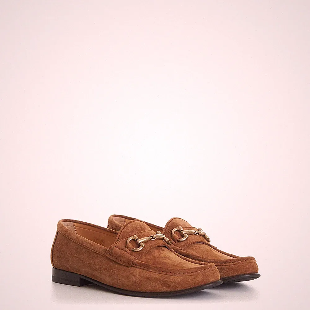 BRUNELLO CUCINELLI 1250$ braune Wildleder-Halbschuhe – Pferdegebiss