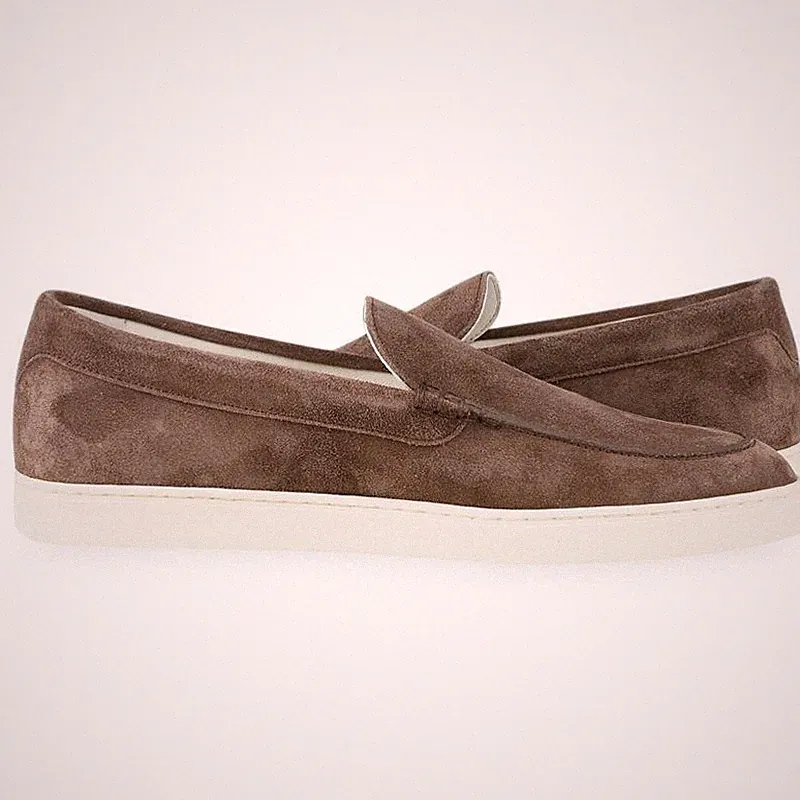 Brunello Cucinelli Herren Halbschuhe aus Wildleder in Chevron-Optik (braun) 153570654 [U]