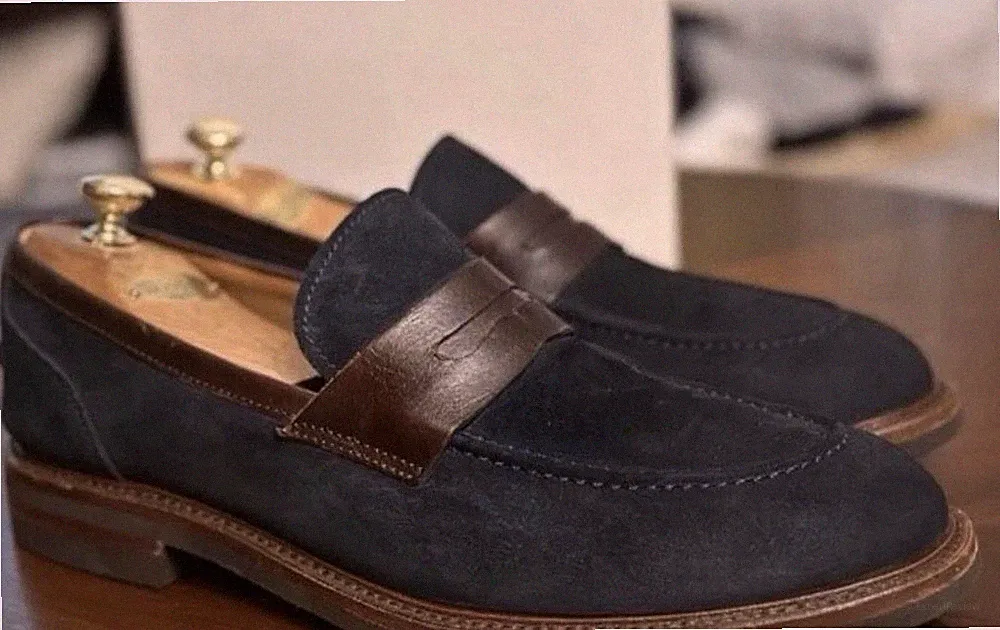 Brunello Cucinelli Penny Loafer Slipper 45 blau NP 995€ Herren Top Zustand