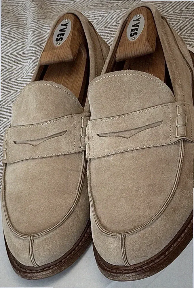 Brunello Cucinelli Split-Toe Penny Loafer 43 (wie 44) Suede Beige NP 1100€ OVP