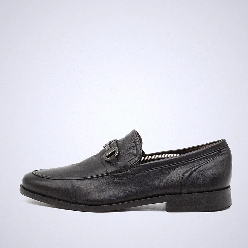 Bruno Magli Herren Slipper Loafer Schwarz Leder Metallapplikation by EU 44.5