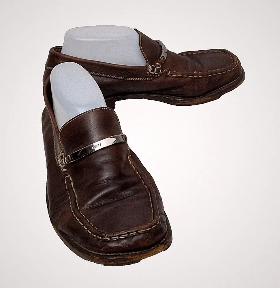 BRUNO MAGLI Premium Designer Herren Slipper Braun Leder Halbschuhe Schuhe EU 40 UK 6