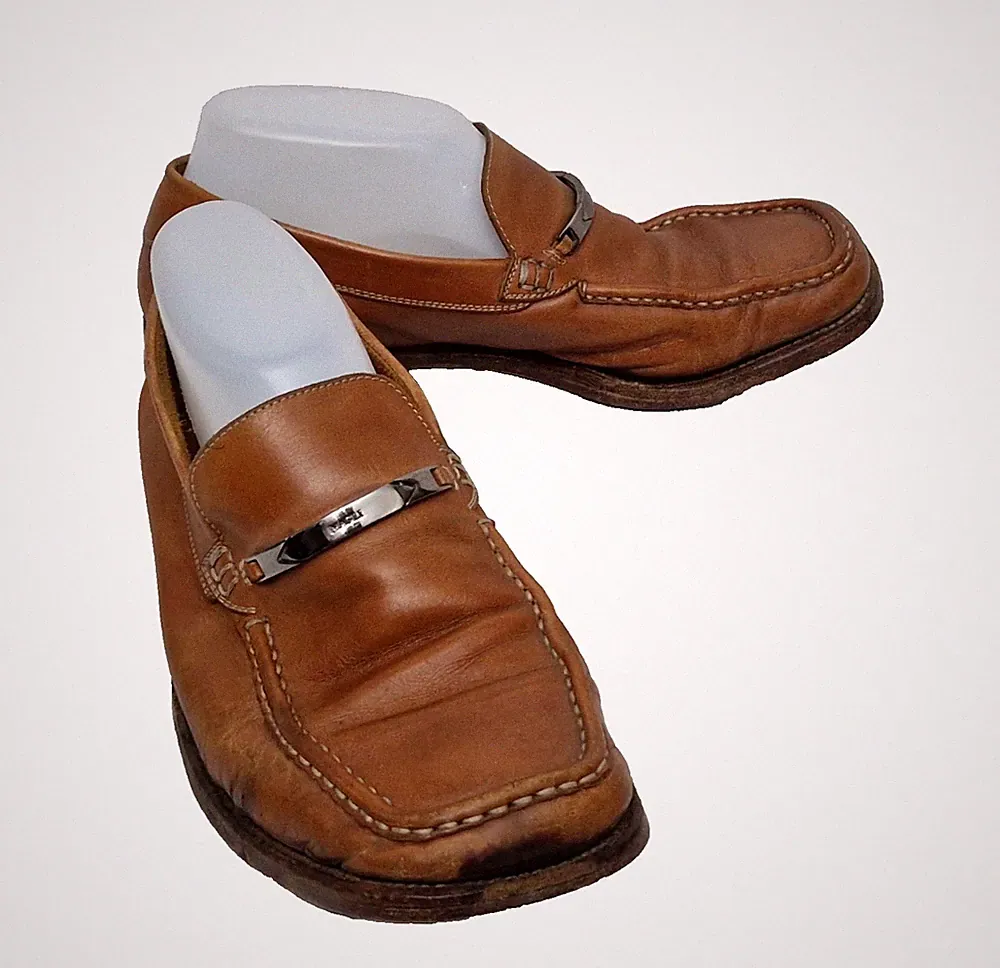 BRUNO MAGLI Premium Designer Herren Slipper Hellbraun Leder Halbschuhe Schuhe EU 40 UK 6