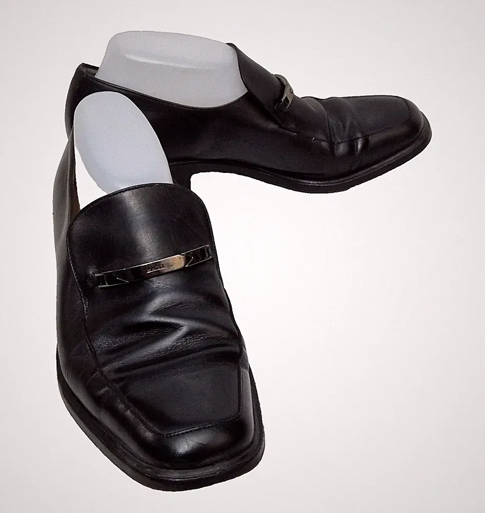 BRUNO MAGLI Premium Designer Herren Slipper Schwarz Leder Loafer Schuhe EU 40 UK 6