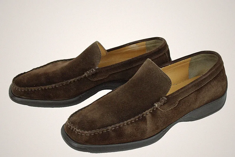 Bruno Magli Schuhe Mokassins Leder braun Gr. 42 Suede Herren Loafer edel FS122