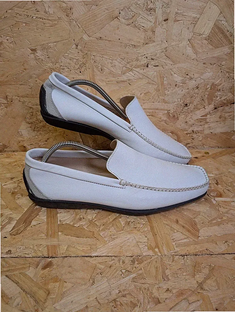 Budberchic by Miss Chelis Schuhe 9 UK 43 EU weiß Leder Halbschuhe Fahr Slipper