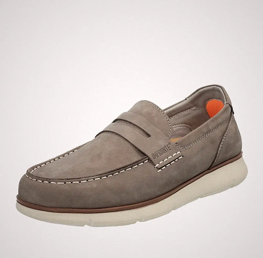 Burano Moc Prints - graue Leder Halbschuhe - Größe 42 Herrenschuhe
