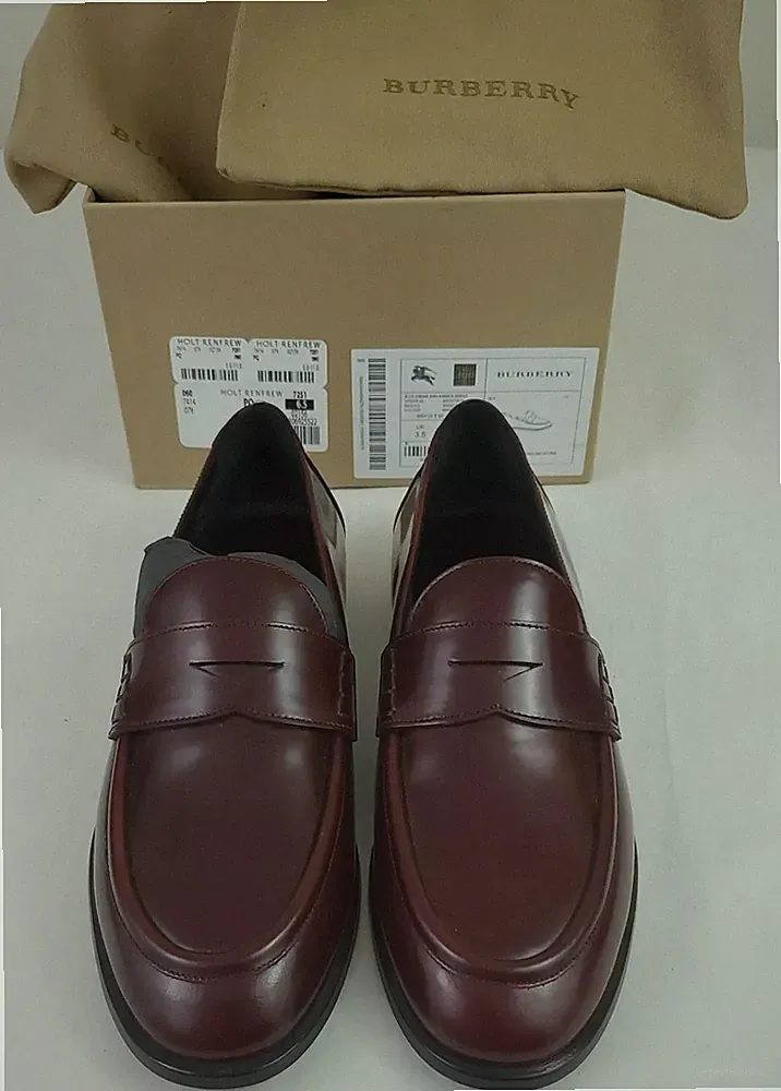 Burberry Mens Oban Penny Loafer English Icons Brown Leather Shoes Size 6.5
