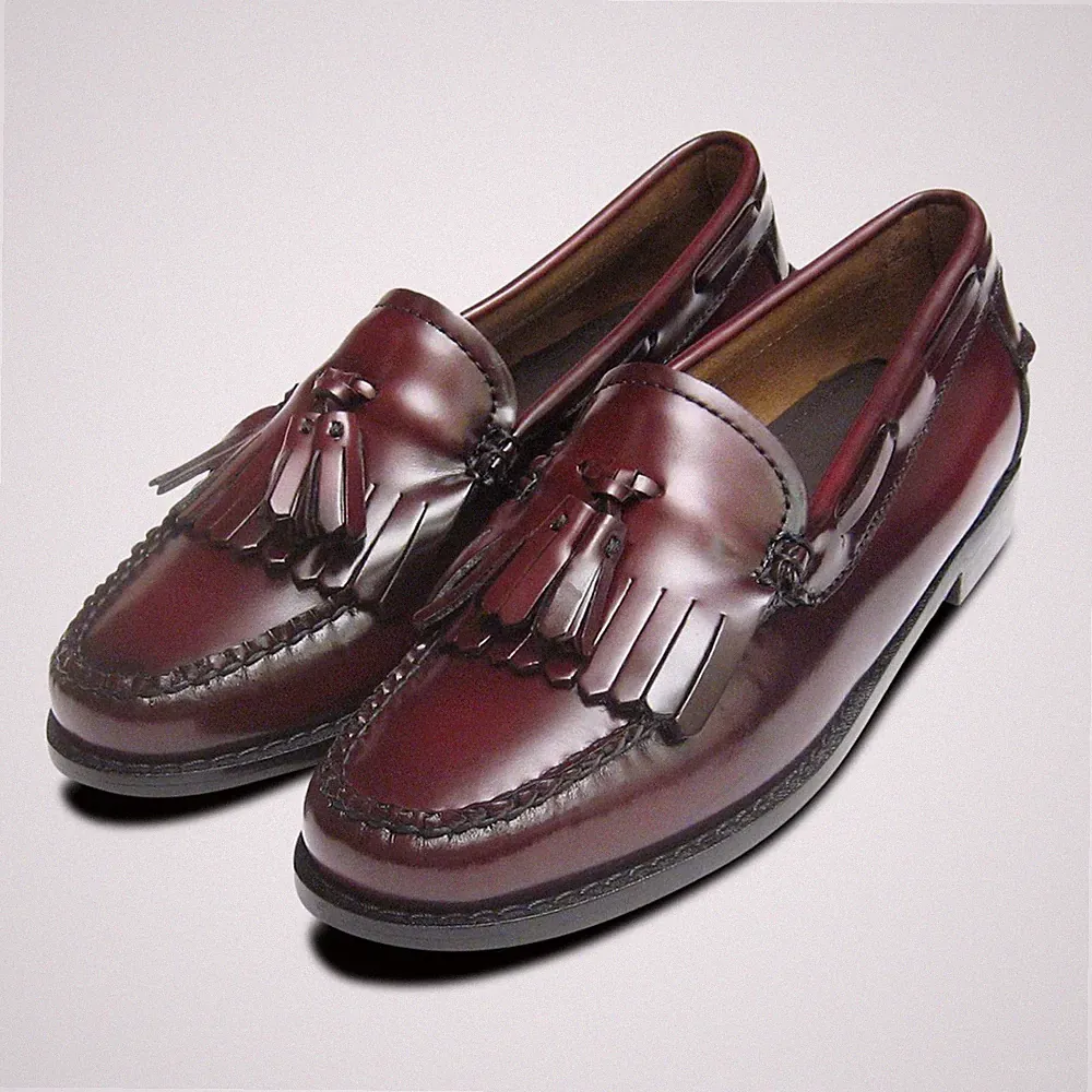 Burgunderrote Damen Bass Quaste Halbschuhe