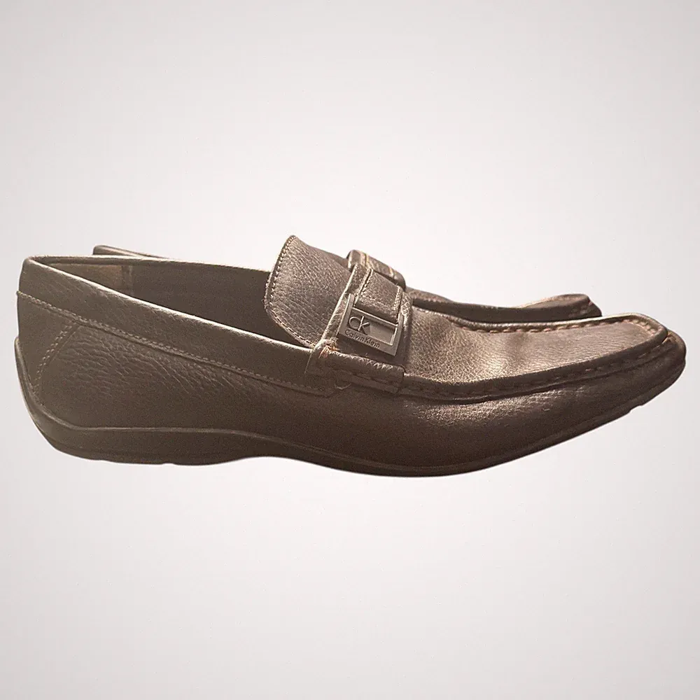 Calvin Klein Hudson Men's Brown Leather Loafer Shoes Size 10M