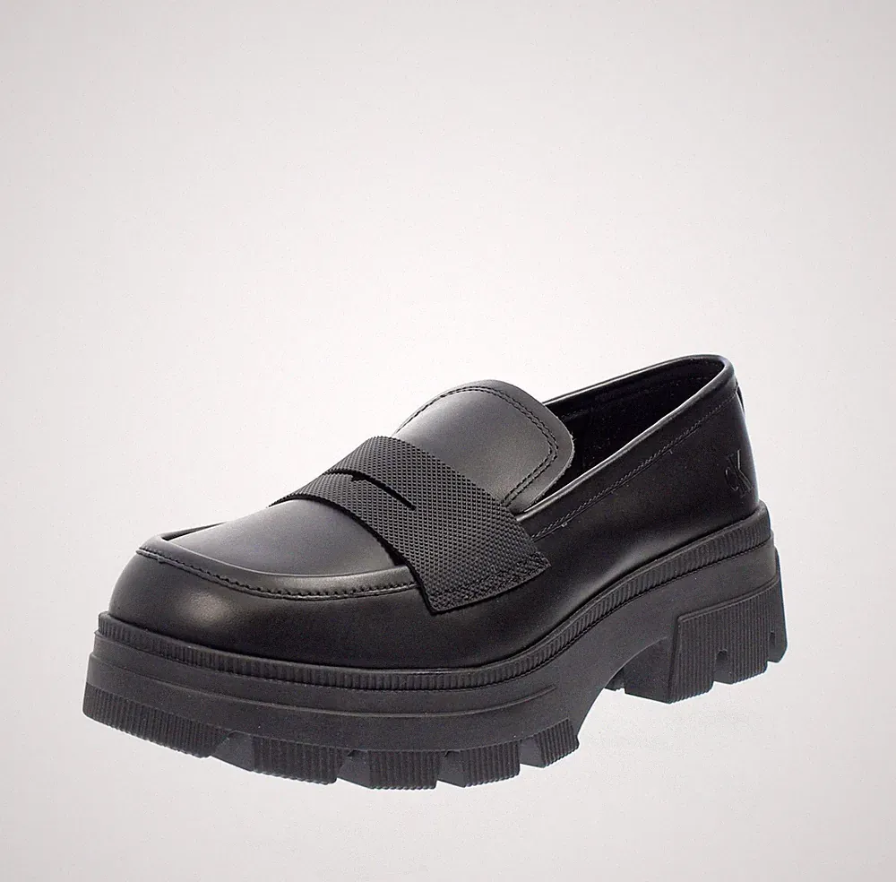 Calvin Klein Jeans Leder Halbschuhe mit Panzersohle schwarz - Damen Schuhe