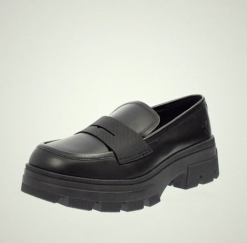 Calvin Klein Jeans Leder Halbschuhe mit Panzersohle schwarz - Größe 39 [25c