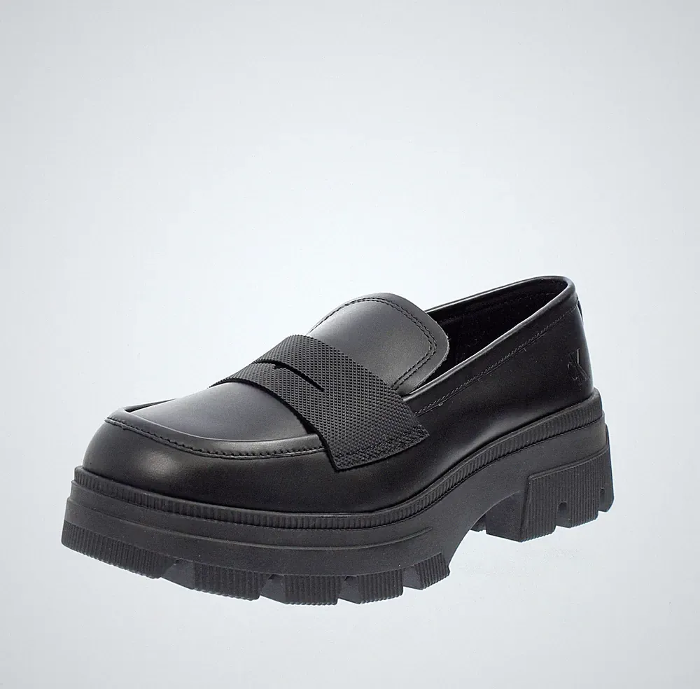 Calvin Klein Jeans Leder Halbschuhe mit Panzersohle schwarz - Größe 40 [25.