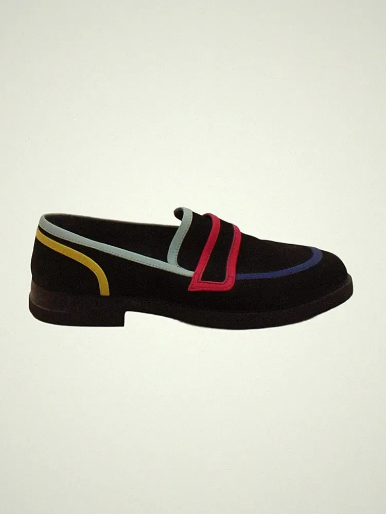 Camper Herrenschuhe UK 5 Schwarz 100% Wildleder Halbschuh