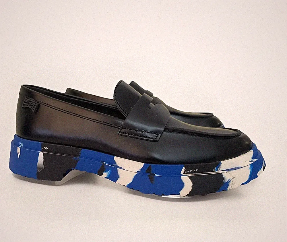 Camper Loafers Damen Herren Unisex Slipper Echtleder Schwarz Blau Größe 38