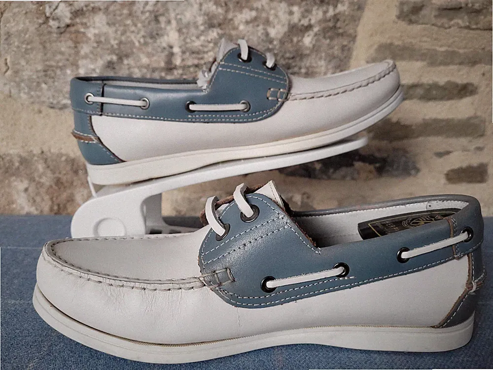 Cap Au Sud Herren Leder Bootsschuhe Weiß Blau UK 8 EU 42 Segel Halbschuhe