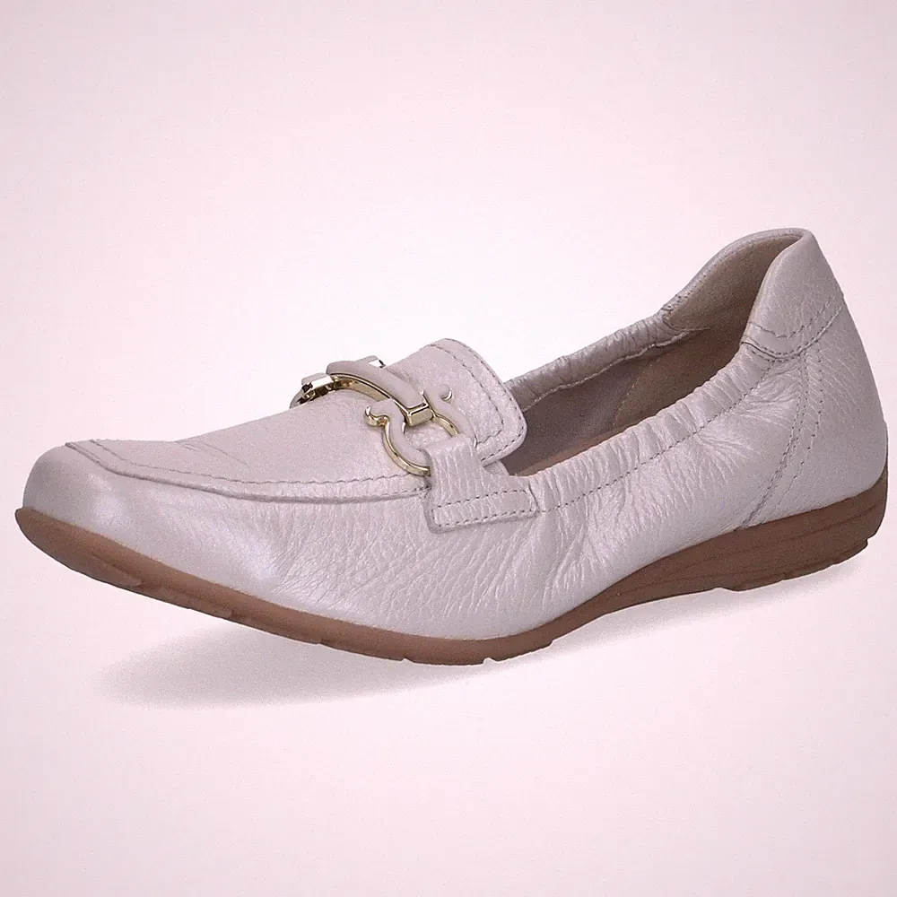 CAPRICE Damen Loafer Slipper Creme Pearl 9-24654-42-131 echt Hirschleder