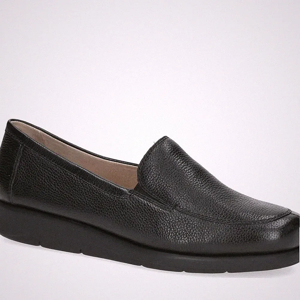 Caprice Damen Schwarze Leder Keilabsatz Loafer Freizeit 9-24750-41-02B