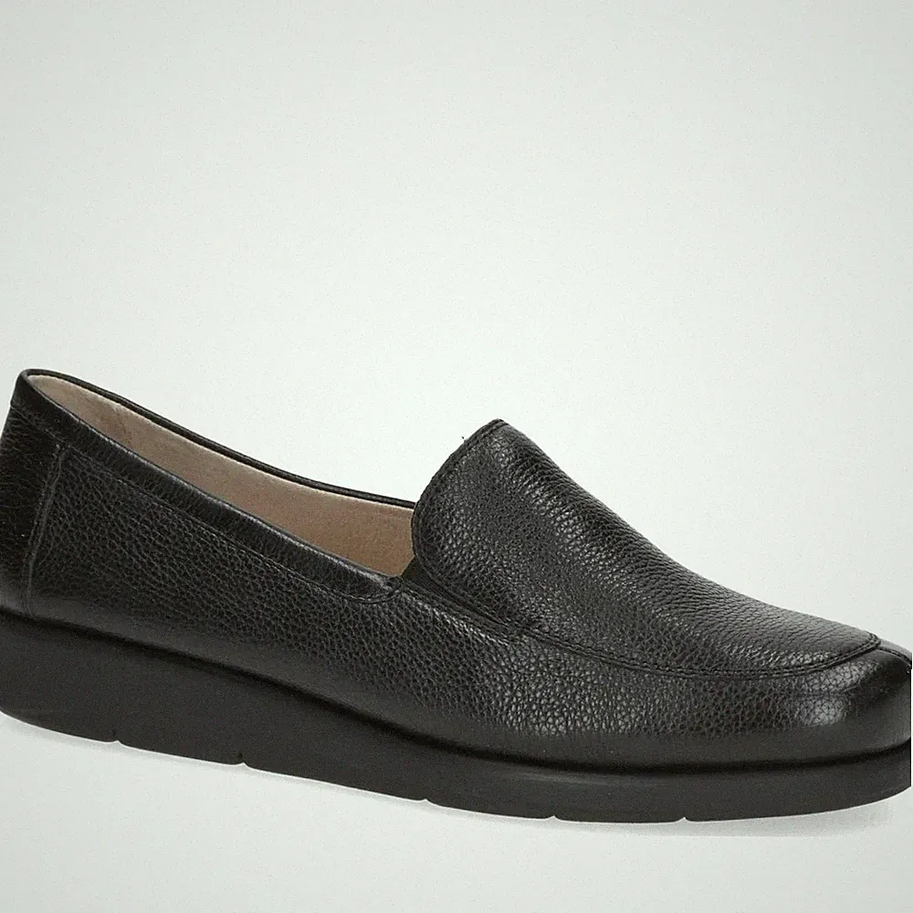 Caprice Damen Schwarze Leder Keilabsatz Loafer Freizeit 9-24750-41-02B