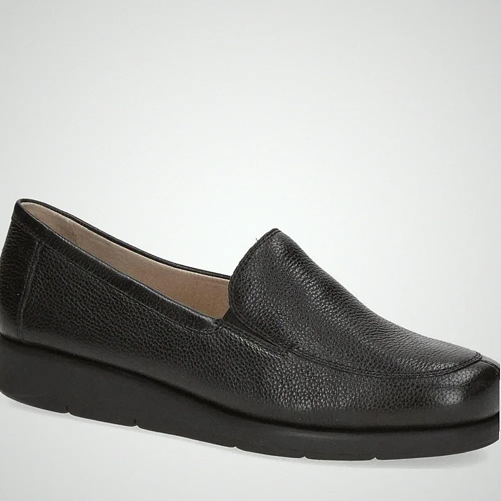 Caprice Damen Schwarze Leder Keilabsatz Loafer Freizeit 9-24750-41-02B