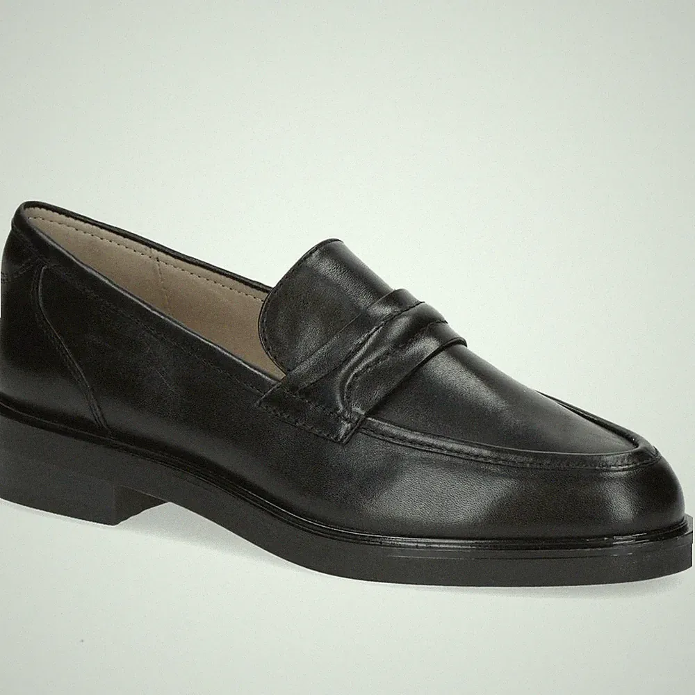 Caprice Damen Schwarze Leder Loafer Freizeit 9-24300-43-022