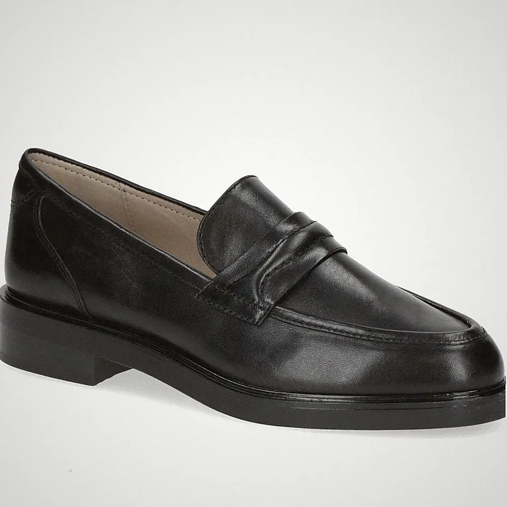 Caprice Damen Schwarze Leder Loafer Freizeit 9-24300-43-022