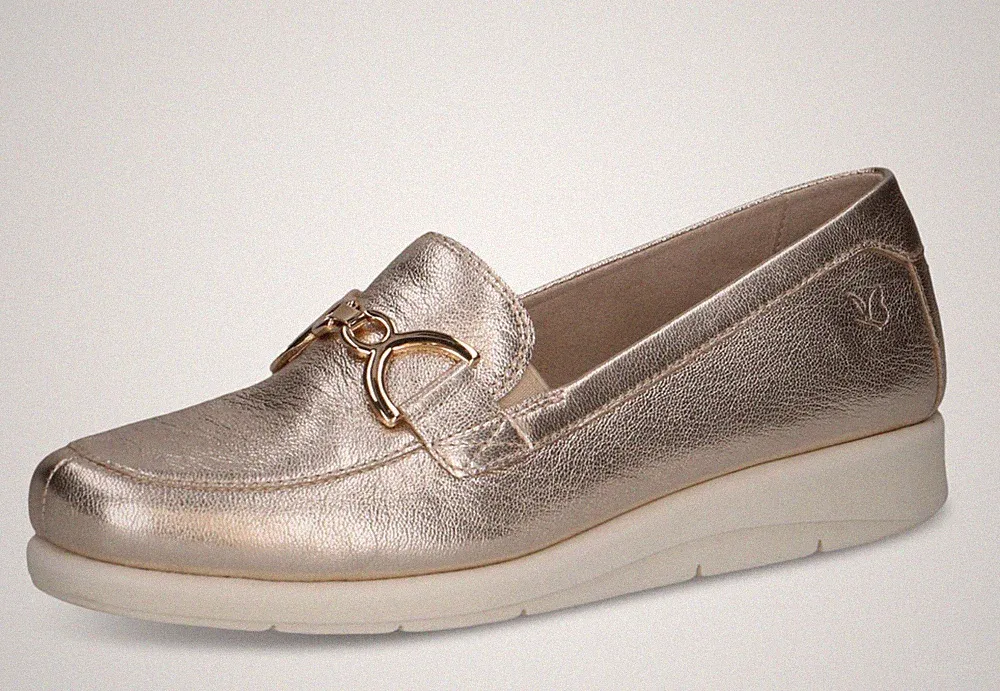 Caprice Halbschuhe 9-24751-44 Leder Nappaleder Gold Keilabsatz 3 cm