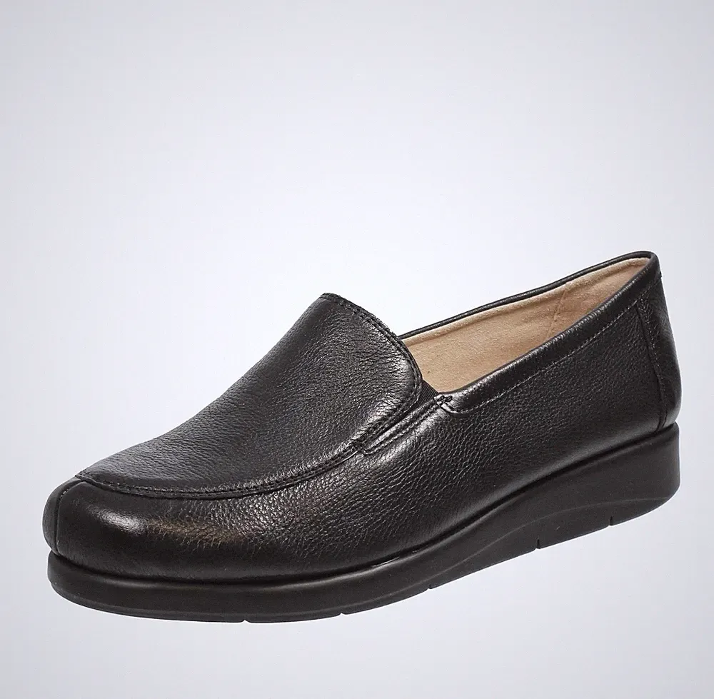Caprice Komfortschuhe Slipper Leder schwarz - Damenschuhe