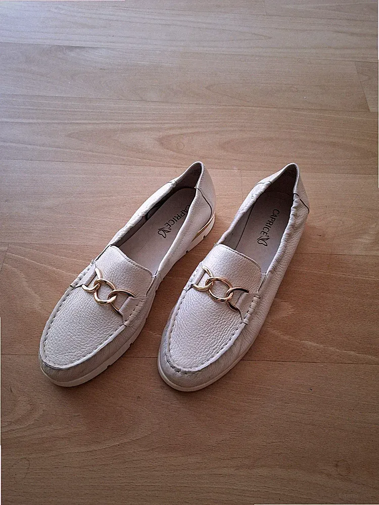 Caprice Leder-Loafer Damen Gr. 42, Creme/Beige, Echtleder, sehr guter Zustand