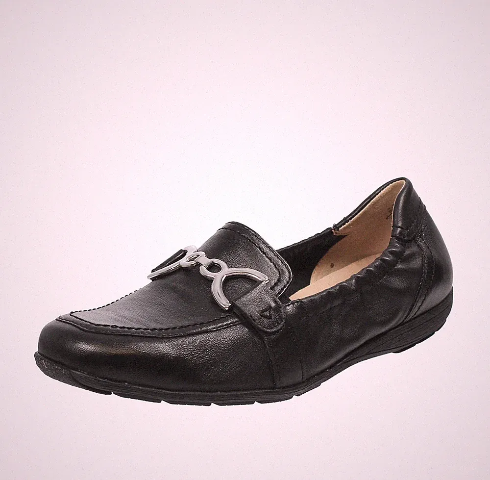 Caprice schwarze Leder Halbschuhe - Damen Schuhe Halbschuhe und Komfortschuhe