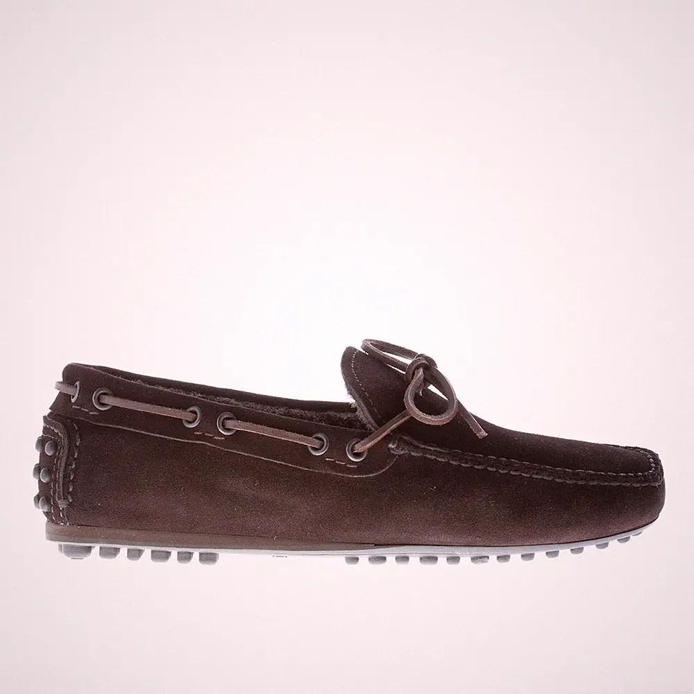 CAR SHOE Herren Schuhe Halbschuh Schnürung Wildleder Brombeerkopf Wollfutter