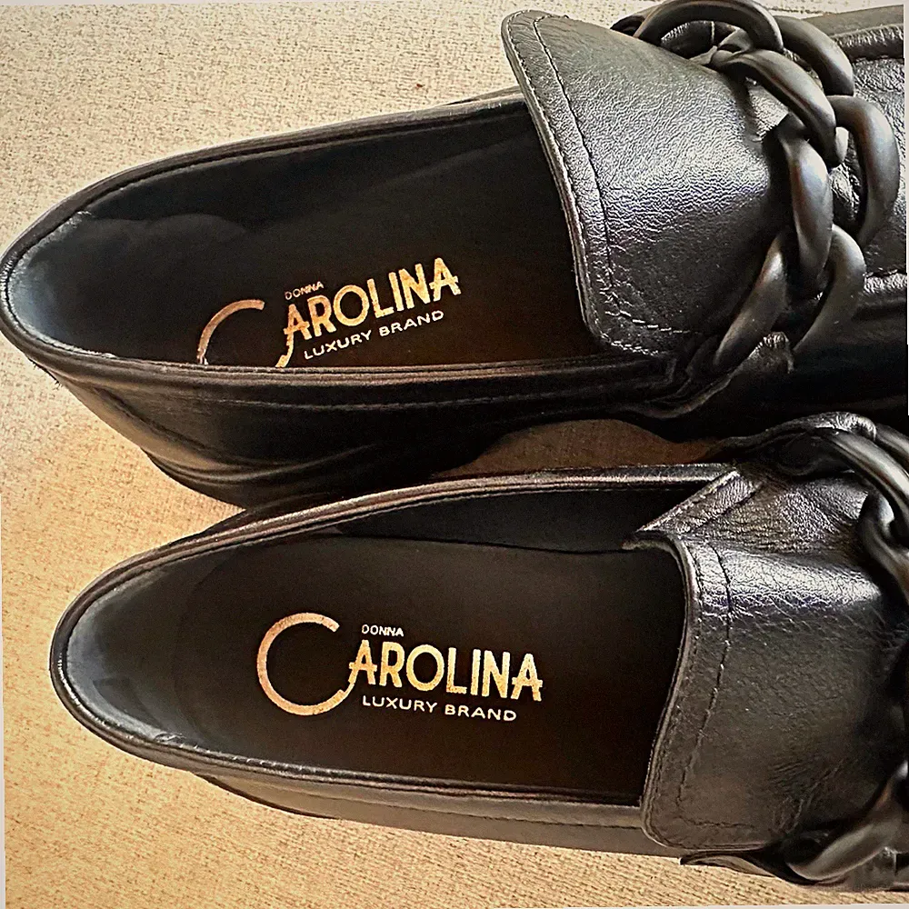 Carolina Herren Loafer Slip-On schwarz Kettenakzent Profilsohle rund EU 41,5