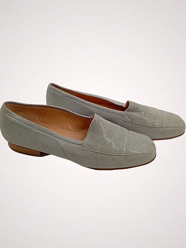 Carraro Slipper Venezia Damen Grau Gr. 38.5 Leder Loafer Klassisch