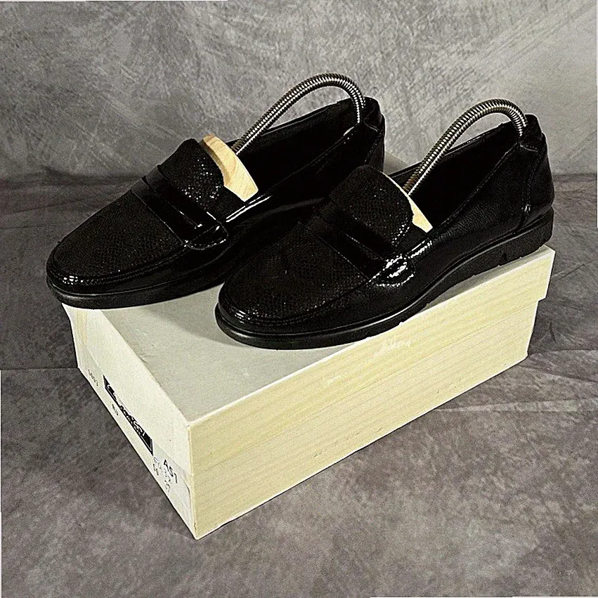 Casual Comfort Damen Halbschuhe Loafer Leder Schwarz EU 37 Neu