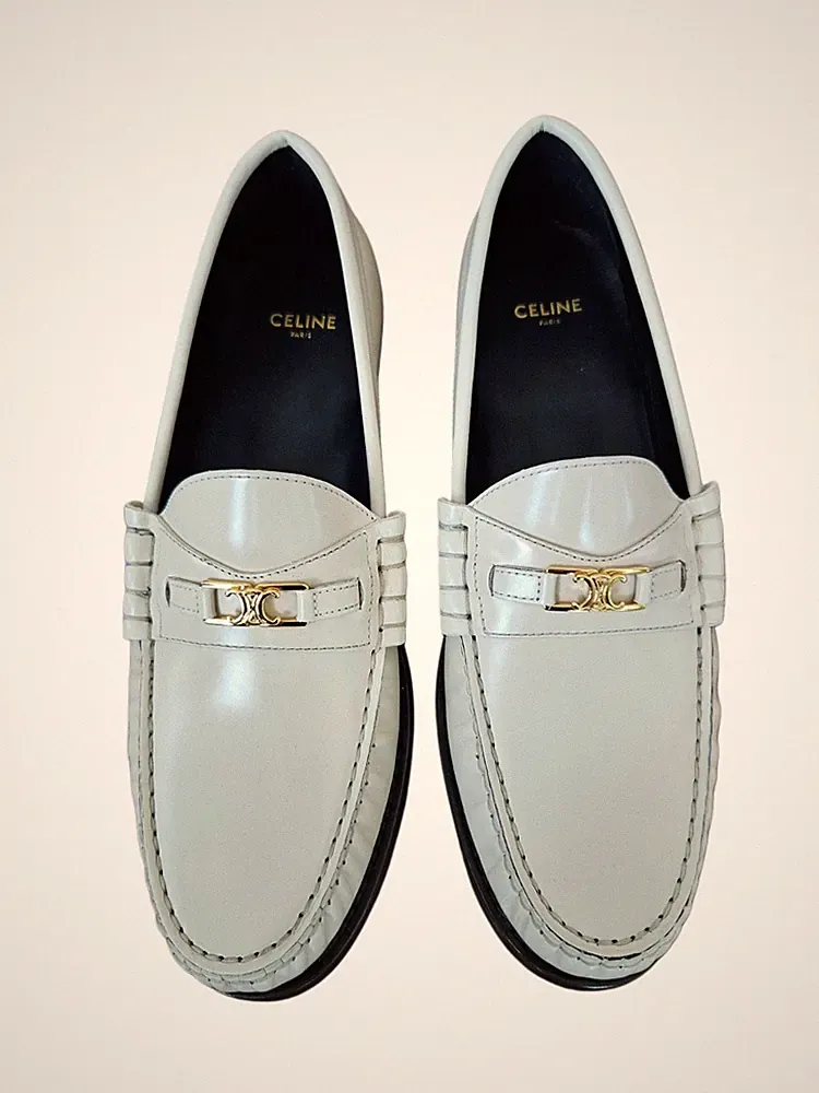 Celine Elfenbein Leder Luco Triomphe Loafer