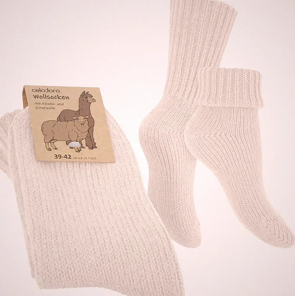 Celodoro Damen & Herren Mouline Wollsocken mit Umschlag