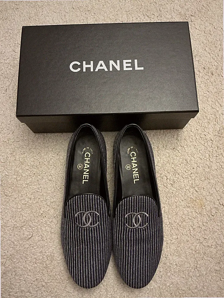 Chanel schöne gestreifte Loafer Schuhe - Größe 5,5 (38,5)
