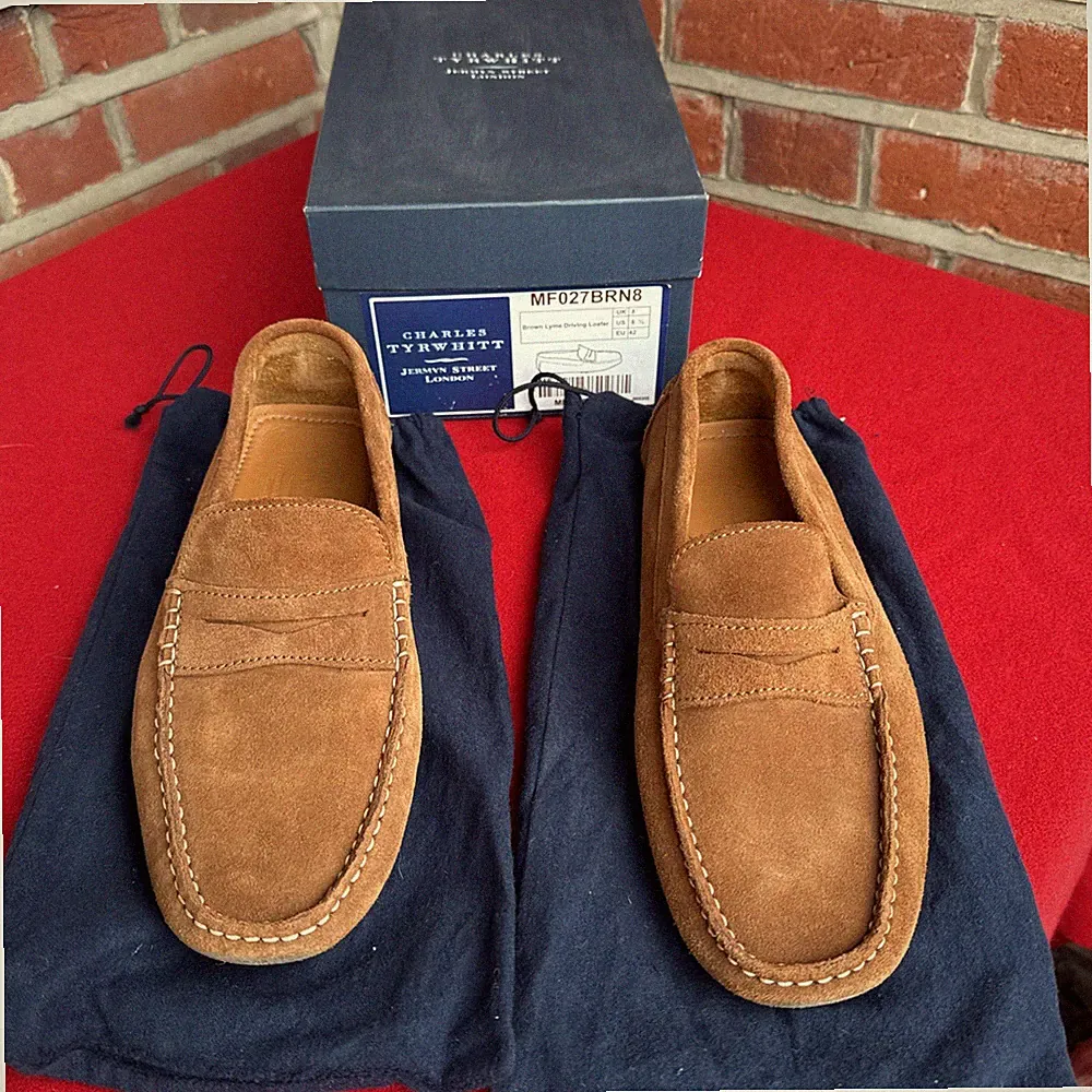 Charles Trywhitt Driving Loafer hellbraun Lyme Wildleder Größe UK 8