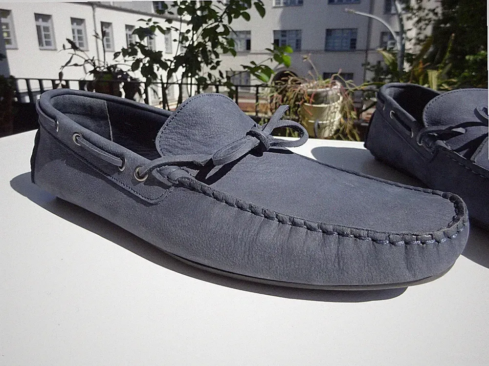 CHARLES TYRWHITT Herr Schuhe Mokassin Loafer Leder Blau England Gr.44,5(UK10 Neu