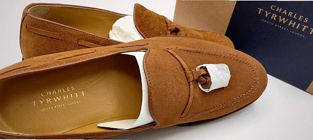 Charles Tyrwhitt Herren Hellbraun Wildleder Quaste Halbschuhe Leder Schuhe Ho...