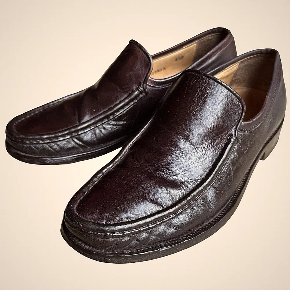 Cheaney Italy Herren Halbschuhe Slipper Schuhe UK 6,5 F Dunkelbraun Leder Mokassin
